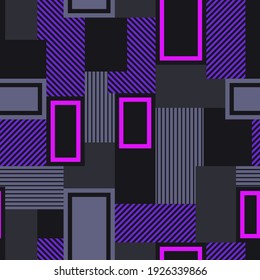 Seamless pattern of striped rectangle geometric tiles. Abstract modern endless background. Vector illustration.