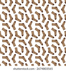 Seamless pattern with striped sock. Seamless repeating background with striped cute footwear