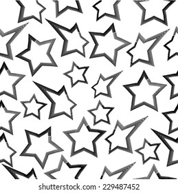 Seamless Pattern with Striped Stars. Vector Illustration
