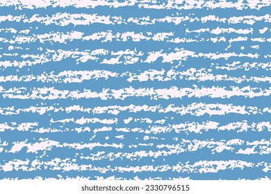 Seamless pattern, striped texture with brush strokes. Abstract background with a simple design: white lines, paint streaks, stripes on a blue surface. Vector illustration