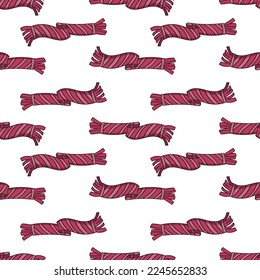 Seamless pattern with striped warm scarf doodle vector