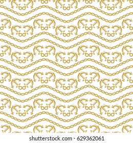 Seamless pattern with stripes and chains. Ongoing backgrounds of marine theme.