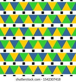Seamless pattern with stripes of colorful triangles. Vector design.