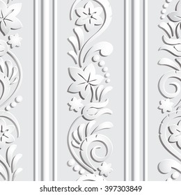 seamless pattern with stripes and floral ornament