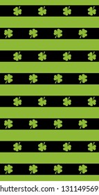 Seamless pattern stripes with green clover. St. Patrick`s Day vector pattern.