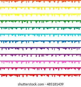 Seamless pattern of stripes with paint drops. Colorful abstract background
