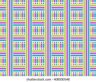 Seamless pattern of stripes and stars. Vector illustration.
