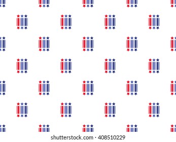 Seamless pattern of stripes and stars. Vector illustration.
