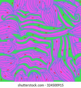 Seamless   pattern  of stripes,spirals, ellipses, hole, waves, spots. Hand drawn.