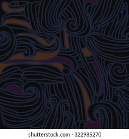 Seamless   pattern  of stripes,spirals, hole, waves, spots. Hand drawn.