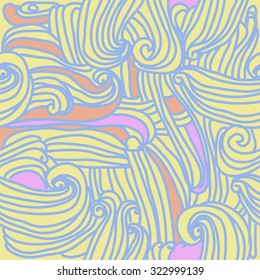 Seamless   pattern  of stripes,spirals, hole, waves, spots. Hand drawn.