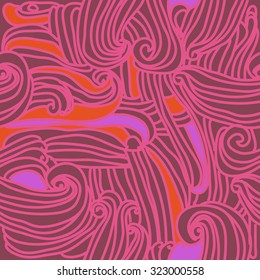Seamless   pattern  of stripes,spirals, hole, waves, spots. Hand drawn.