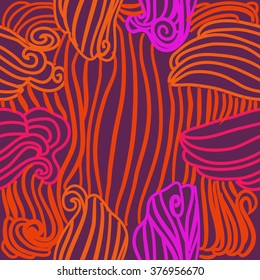 Seamless   pattern  of stripes,spirals, hole, waves, spots. Hand drawn.