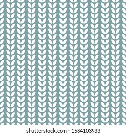 Seamless pattern with strokes, knitting, stitches on powder blue background. vector flat Christmas ornament. winter knitted, crocheted texture