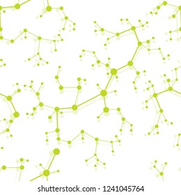 Seamless pattern with structures of molecules and communication. Scientific concept. Medical, chemistry, science background.