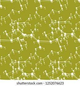 Seamless pattern with structures of molecules and communication. Scientific concept. Medical, chemistry, science background.