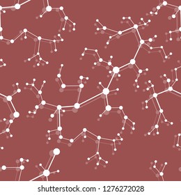 Seamless pattern with structures of molecules and communication. Scientific concept. Medical, chemistry, science background.