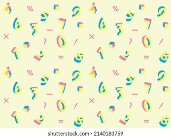 Seamless pattern studded with colorful numbers.