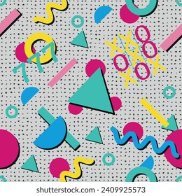 Seamless pattern in the style of the 80s, 90s