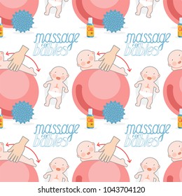 The seamless pattern in style flat. Massage to the baby. The image is isolated on a white background. Vector.