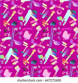 Seamless pattern in the style of graffiti. Colorful background. Modern graphic design. Hand Drawn textures. Bright brushstrokes on the wall.