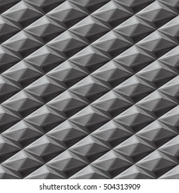 Seamless pattern in style with gray polygon shapes. Monochrome pattern.