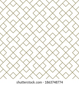 Seamless pattern in style  Kumiko zaiku in brown lines. Average thickness.