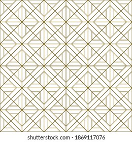 Seamless pattern in style  Kumiko zaiku in brown lines. Average thickness.