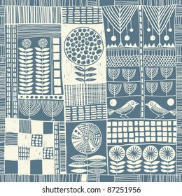 seamless pattern in style of patchwork