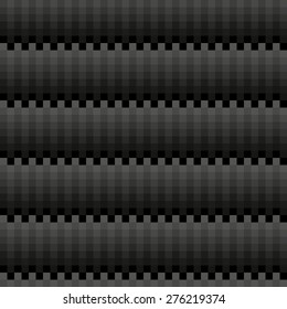 Seamless pattern in style of pixel squares in a strip of dark gray to black