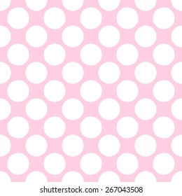 Seamless pattern in the style of polka dot big fat white and pink