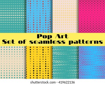 Seamless pattern in the style of pop art with dots. Vector illustration.