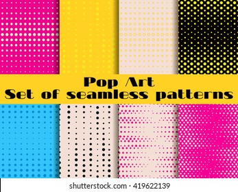 Seamless pattern in the style of pop art with dots. Vector illustration.
