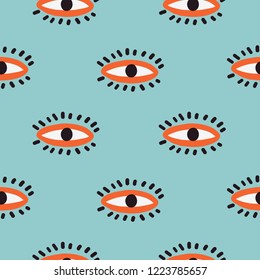 Seamless pattern in the style of psychedelic eye. Pattern for fashion with eyes.