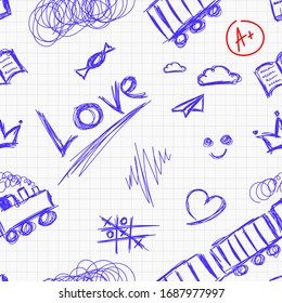 Seamless pattern in the style of the school copybook sheet