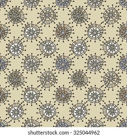 Seamless pattern in the style of steampunk, wheels, gears, unusual shapes.