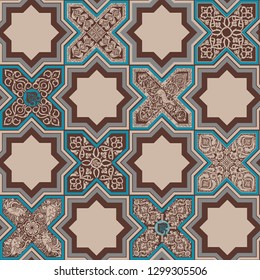 Seamless pattern in the style of tile with persian ornament.