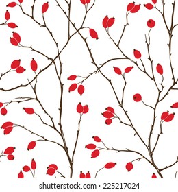 Seamless pattern with styled rosehips