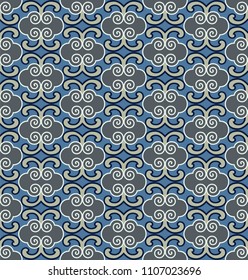 seamless pattern with stylised clouds in a Japanese style
