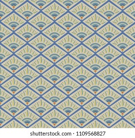 seamless pattern with stylised flower ornaments in art deco style