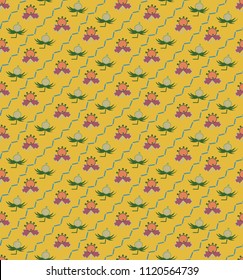 seamless pattern with stylised flower ornaments organised in diagonals