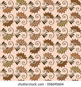 Seamless pattern. Stylised henna tattoos for decorating covers book, notebook, casket, magazine, postcard and folder. Flower in henna style. vector in the eastern tradition. Indian, Turkish ornament
