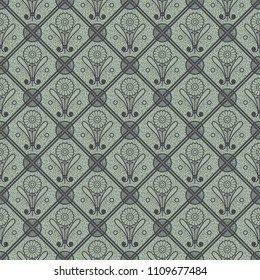 seamless pattern with stylised margaritas on a light green fon