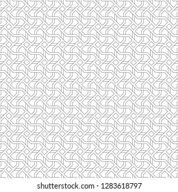 Seamless pattern. Stylish abstract geometric background. Modern linear texture with thin lines. Regularly repeating geometrical tiled grid with rhombuses, curved polygonal shapes. Vector design