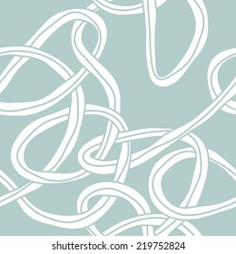 Seamless pattern. Stylish background. Monochrome texture with ropes and knots. Vector repeating tangled rope