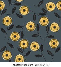 Seamless pattern with stylish camomile flowers.
Vector template can be used for design fabric,linens, wallpaper, greeting cards.