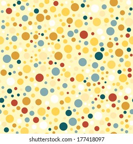 Seamless pattern, stylish colorful vintage polka dot texture. Vector illustration