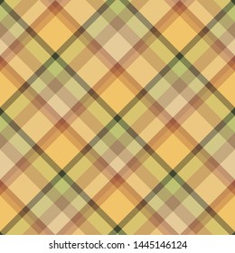 Seamless pattern in stylish discreet yellow, green and light and dark brown colors for plaid, fabric, textile, clothes, tablecloth and other things. Vector image. 2
