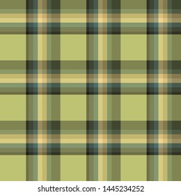 Seamless pattern in stylish discreet yellow, beige and light and dark green colors for plaid, fabric, textile, clothes, tablecloth and other things. Vector image. 