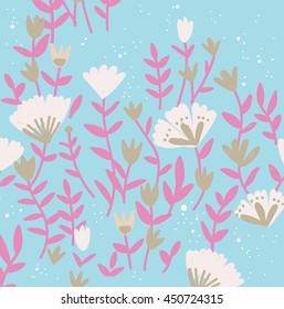 
Seamless pattern with stylish flowers . Pattern in the Scandinavian style .